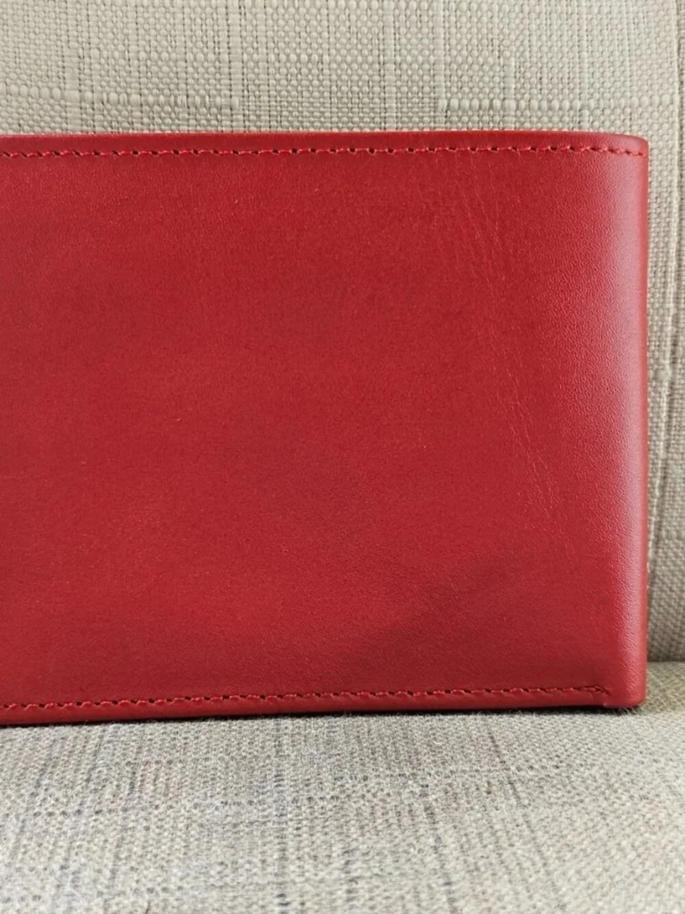 Genuine Leather Wallet Red/Brown Bifold Multiple Compartment for Cards Handmade
